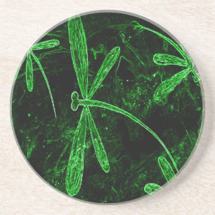 Posavasos De Arenisca Dragonflies Neon Green