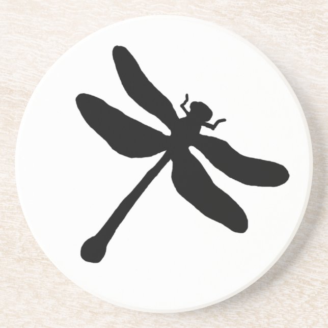 Posavasos De Arenisca Dragonfly blanco y negro (Frente)