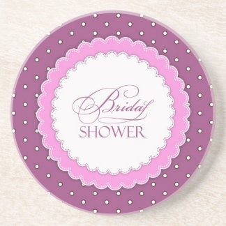 Posavasos De Arenisca Ducha de novia Púrpura Rosa Polka