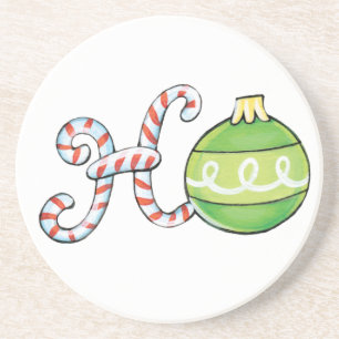 Posavasos De Arenisca Dulce texto de Navidad, Ho en cañas de caramelo ad