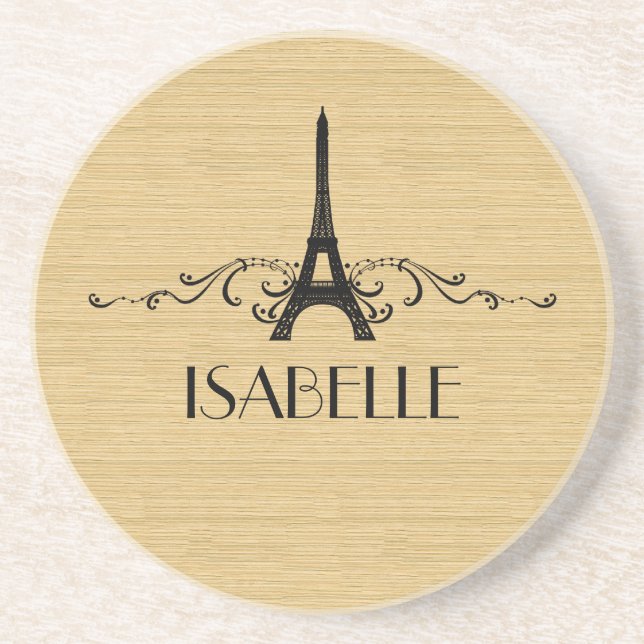 Posavasos De Arenisca Ebony Fourish Francesa (Frente)