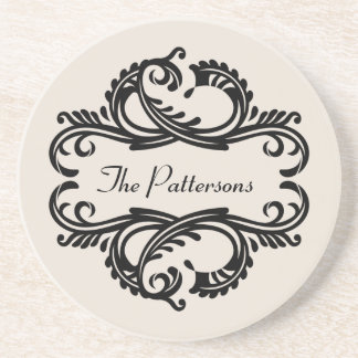 Posavasos De Arenisca Ebony Moda Damask Coaster