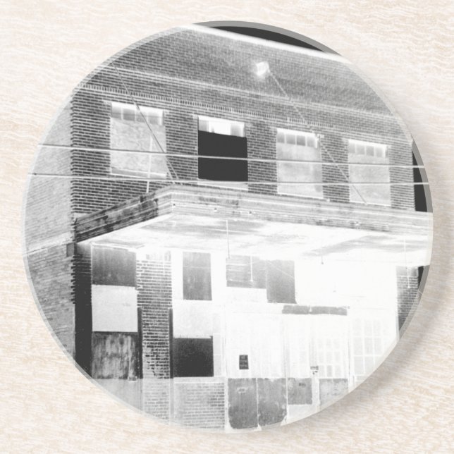 Posavasos De Arenisca Edificio abandonado viejo negativo (Frente)