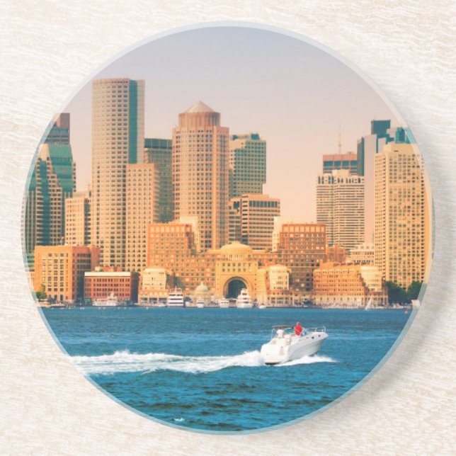 Posavasos De Arenisca EE.UU., Massachusetts. Panorama del paseo marítimo (Frente)
