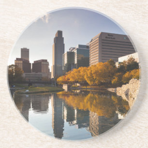 Posavasos De Arenisca EE.UU., Nebraska, Omaha, Gene Leahy Mall, Skyline