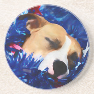 Posavasos De Arenisca EE.UU. Patriótico Dog American Pit Bull Terrier