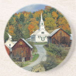 Posavasos De Arenisca EE. UU., Vermont, río Waits. El follaje de otoño a
