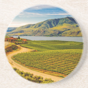 Posavasos De Arenisca EE. UU., Washington, lago Chelan. Benson Vineyards