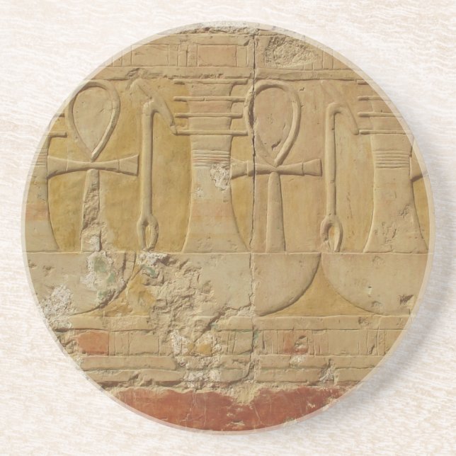 Posavasos De Arenisca Egipcio antiguo Ankh, llave de la vida (Frente)