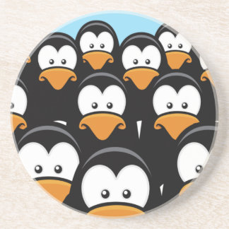 Posavasos De Arenisca Ejército pensativo del pingüino del dibujo animado