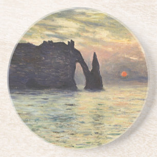 Posavasos De Arenisca El acantilado de Etretat, puesta de sol por Claude