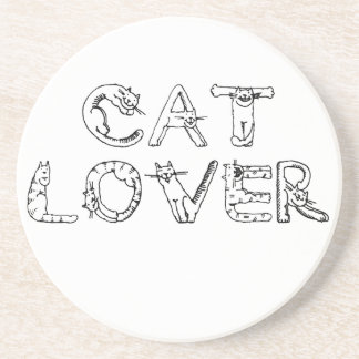 Posavasos De Arenisca El amante del gato en el tipo de letra del gato