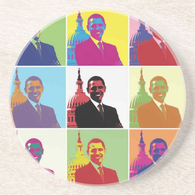 Posavasos De Arenisca El arte pop del presidente Obama (Frente)