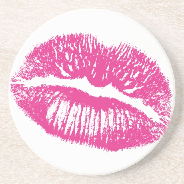 Posavasos De Arenisca El beso, los labios rosas (Frente)