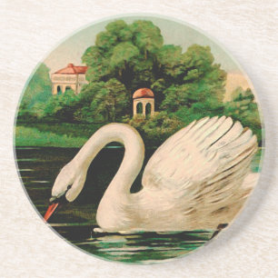 Posavasos De Arenisca El cisne vintage en el lago
