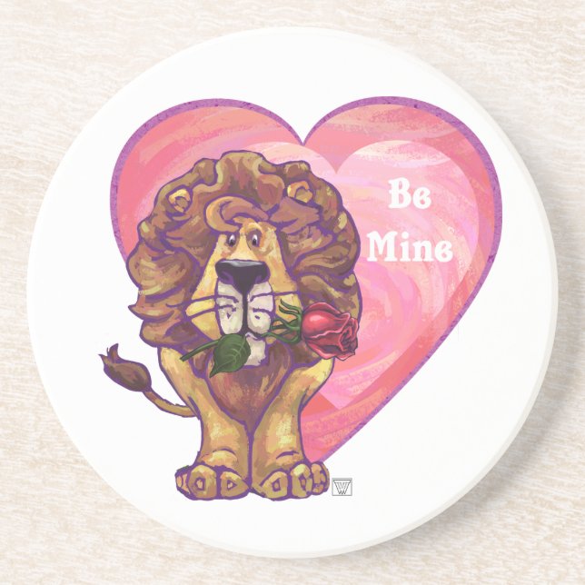 Posavasos De Arenisca El día de San Valentín de leones (Frente)