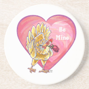Posavasos De Arenisca El día de San Valentín de pollo