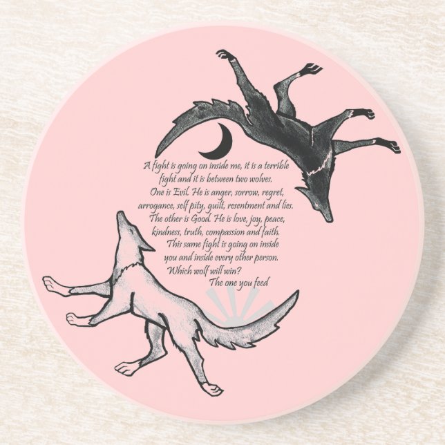 Posavasos De Arenisca El lobo que alimenta (Frente)