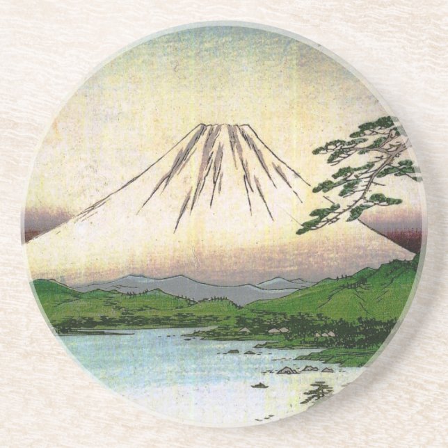 Posavasos De Arenisca El monte Fuji hermoso en Japón, circa 1800s (Frente)