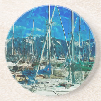 Posavasos De Arenisca El puerto de Seward Alaska Resumen Impresionismo