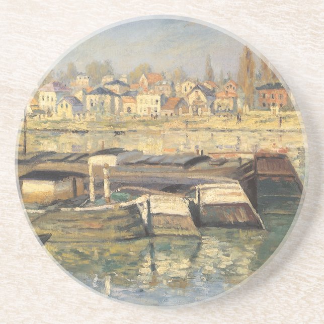 Posavasos De Arenisca El Sena en Asnieres por Claude Monet (Frente)