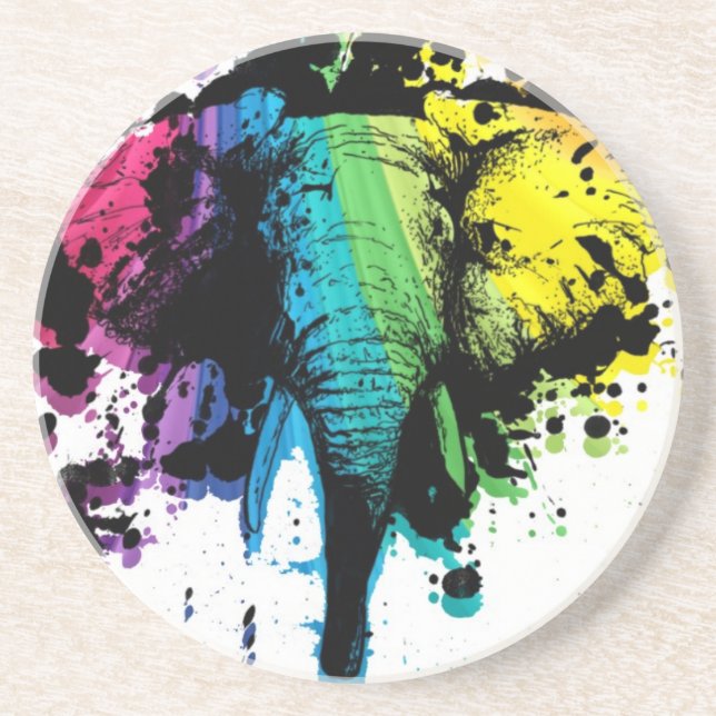 Posavasos De Arenisca Elefante de toro arcoiris (Frente)