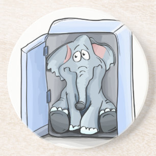 Posavasos De Arenisca elefante Personalizado sentado en una nevera
