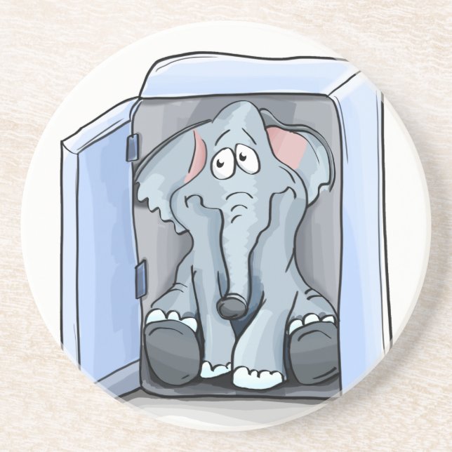 Posavasos De Arenisca elefante personalizado sentado en una nevera (Frente)