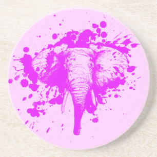 Posavasos De Arenisca Elefante rosa enojado