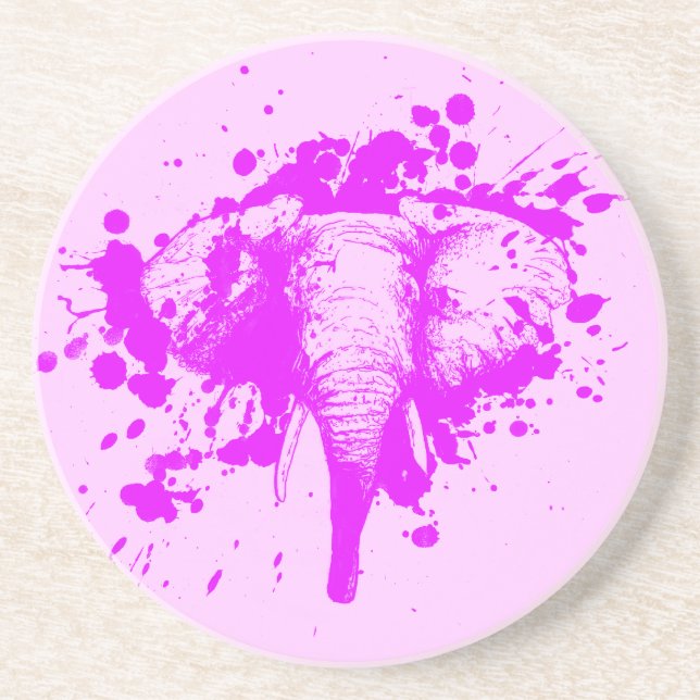 Posavasos De Arenisca Elefante rosa enojado (Frente)