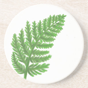Posavasos De Arenisca Elegante color de agua verde helechos hojas de bos