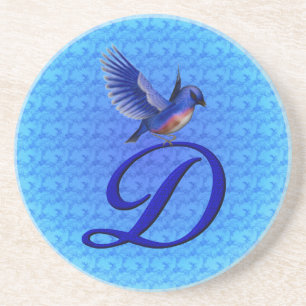 Posavasos De Arenisca Elegante Monograma Inicial D Bluebird