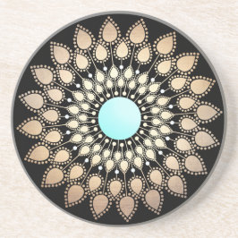 Posavasos De Arenisca Elegante Ornate Gold Lotus Mandala