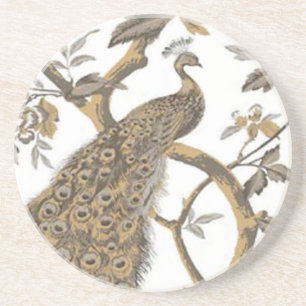 Posavasos De Arenisca Elegante Pavo Real En Montaña Blanca