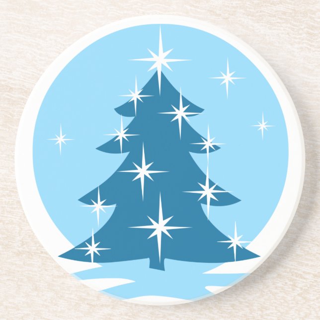 Posavasos De Arenisca Elegantes Navidades Monstruo Blue Christmas Tree G (Frente)
