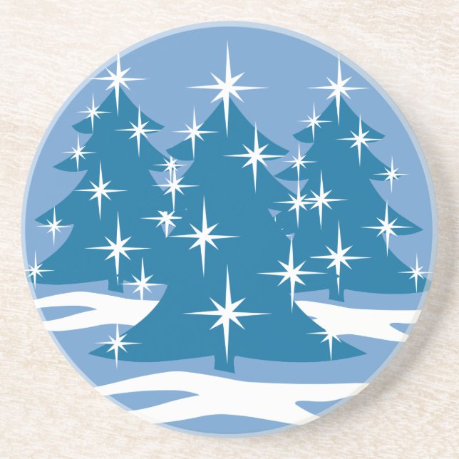 Posavasos De Arenisca Elegantes Navidades Monstruo Blue Christmas Tree G (Frente)