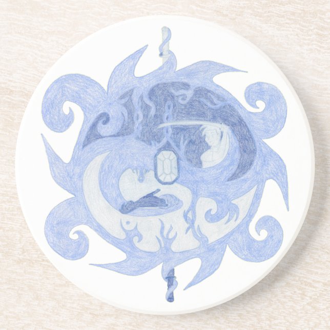 Posavasos De Arenisca Emblema "Sendero de un héroe" (Frente)