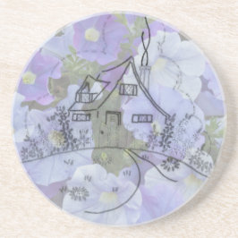 Posavasos De Arenisca Embroidería y Petunias