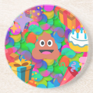 Posavasos De Arenisca emoji de caca de cumpleaños feliz