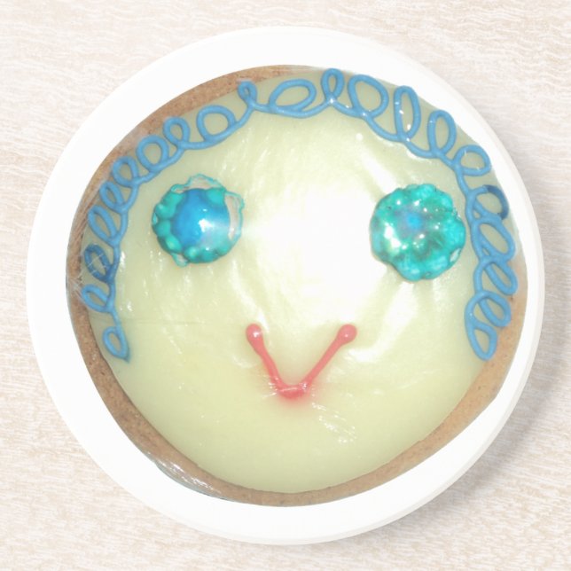 Posavasos De Arenisca Emoji de pelo azul Arte Imprimir/Gráfico (Frente)