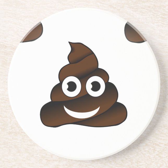 Posavasos De Arenisca emoji de poop divertida (Frente)