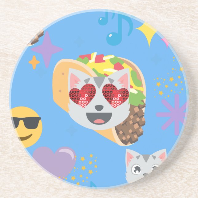 Posavasos De Arenisca emoji de taco cat (Frente)