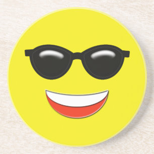 Posavasos De Arenisca Emoji desapasible de las gafas de sol