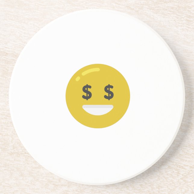 Posavasos De Arenisca emoji ocular de dinero (Frente)
