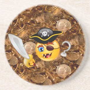 Posavasos De Arenisca emoji pirata del tesoro