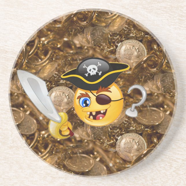 Posavasos De Arenisca emoji pirata del tesoro (Frente)