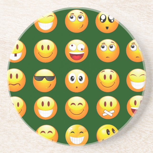 Posavasos De Arenisca emoji verde oscuro (Frente)