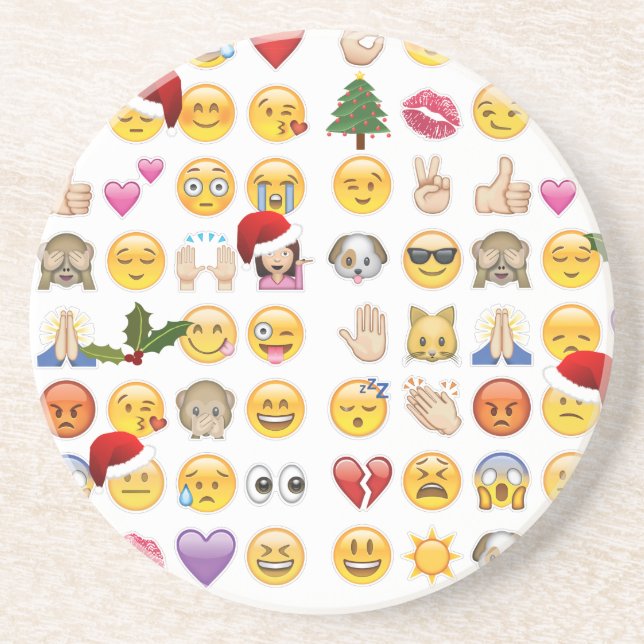 Posavasos De Arenisca emojis navidades (Frente)