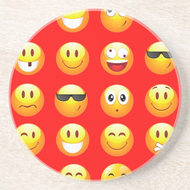 Posavasos De Arenisca emojis rojas (Frente)