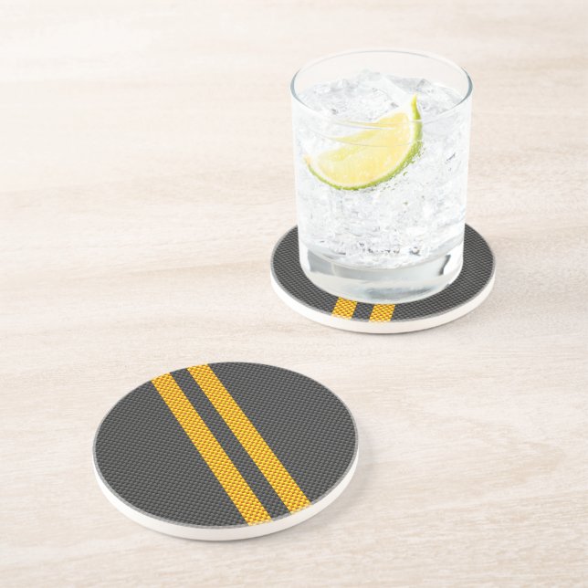 Posavasos De Arenisca Énfasis Carreras amarilla estriba estilo fibra de  (Lado)